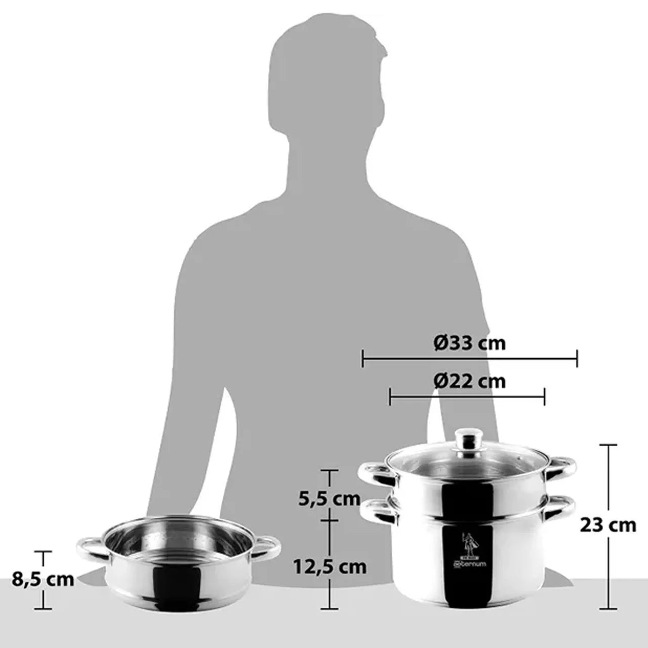 Vaporiera Con Coperchio In Vetro 22CM - La Divina - AETERNUM